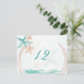 Ocean Breeze Beach bruiloft Table Number Briefkaart (Staand voorkant)