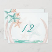 Ocean Breeze Beach bruiloft Table Number Briefkaart (Voorkant / Achterkant)