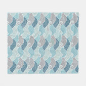 Ocean Breeze Blue & Grey Wave Fleece Throw (Voorkant (Horizontaal))