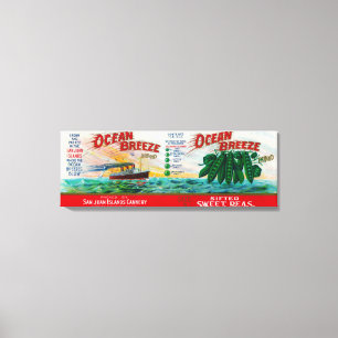 Ocean Breeze Sweet Peas Label Canvas Afdruk