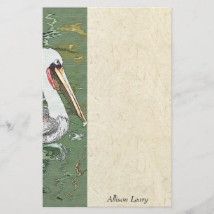 Ocean Brown Pelican Bird Wildlife Zee Stationery Briefpapier