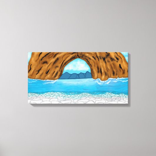 Ocean, Canyon en Mountains Digital Art Canvas Afdruk (Voorkant)