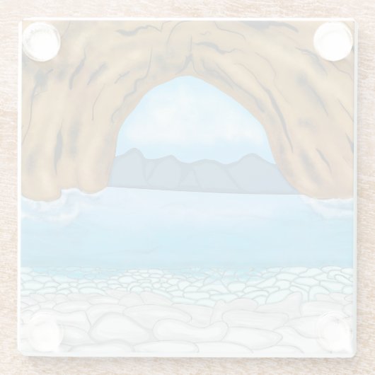 Ocean, Canyon en Mountains Digital Art Glazen Onderzetter (Achterkant)