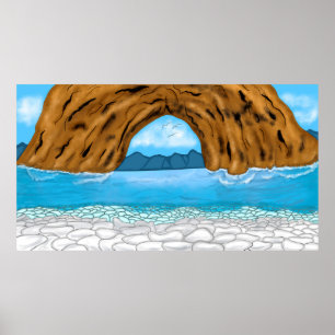 Ocean, Canyon en Mountains Digital Art Poster