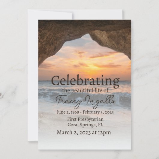Ocean Cave Beach Celebration of Life Invitation Kaart (Voorkant)