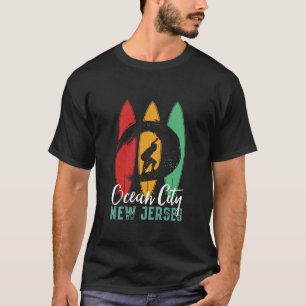 Ocean City Beach New Jersey  Retro Surfing T-shirt