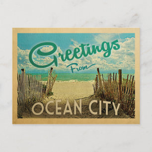 Ocean City Beach Vintage Travel Briefkaart
