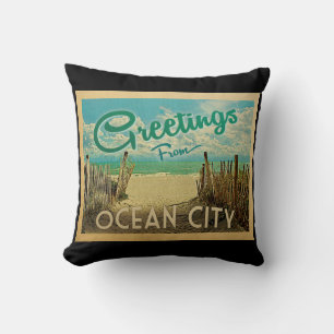 Ocean City Beach Vintage Travel Kussen