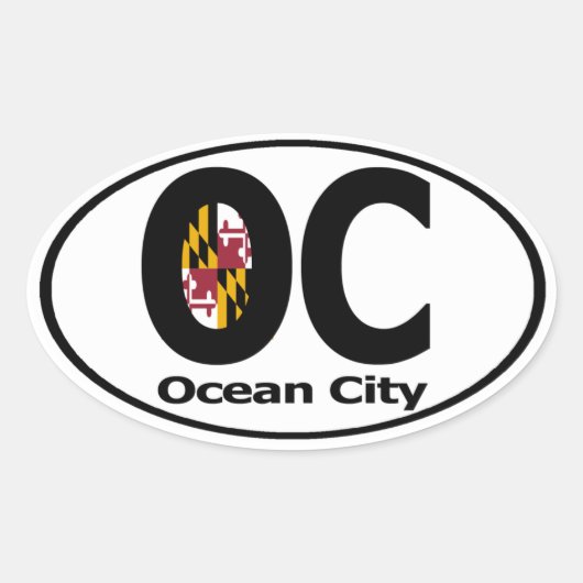 Ocean City Maryland Decal (set van 4) Ovale Sticker (Voorkant)