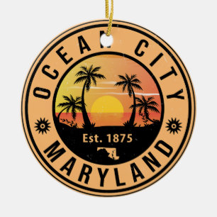 Ocean City Maryland Retro Sunset Souvenirs 60s Keramisch Ornament