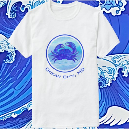 Ocean City, MD Blue Crab et Waves T-shirt