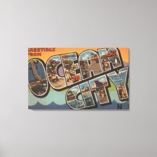 Ocean City, New Jersey - Large Letter Scenes Canvas Afdruk