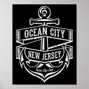 Ocean City New Jersey Nj Vintage Anker Ontwerp Gif Poster