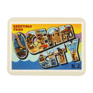 Ocean City New Jersey NJ Vintage Travel Briefkaart Magneet