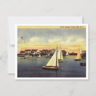 Ocean City NJ Jachthaven jaren 50 Briefkaart