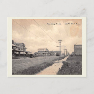 Ocean City NJ, New Jersey Ave, stijl Briefkaart