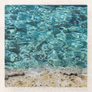 Ocean Clear Turquoise Water Sandy Beach Onderzette Glazen Onderzetter