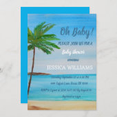 Ocean Coastal Blue Leuke Waterverf Baby shower Kaart (Voorkant / Achterkant)