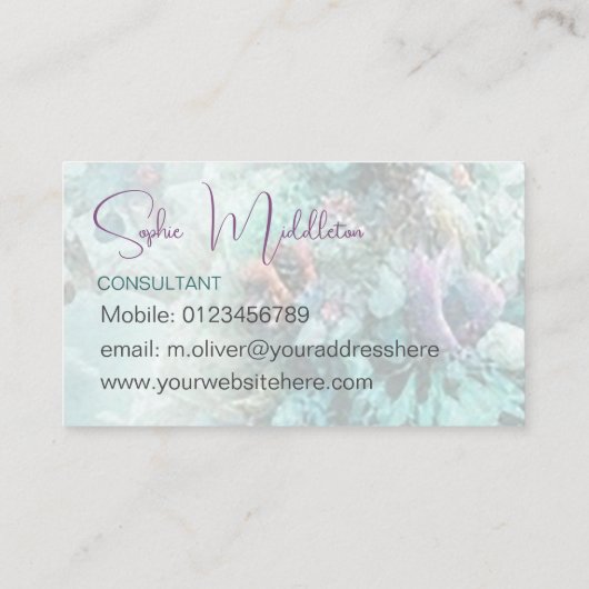 Océan Coral bleu Carte de visite élégant (Dos)