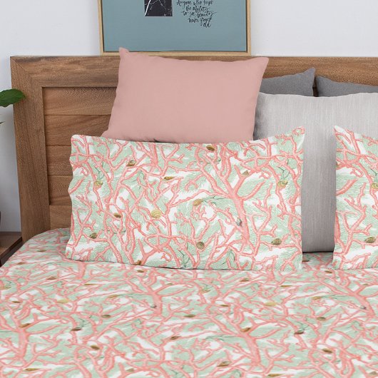 Ocean Coral Branches Seashells Pattern Kussensloop