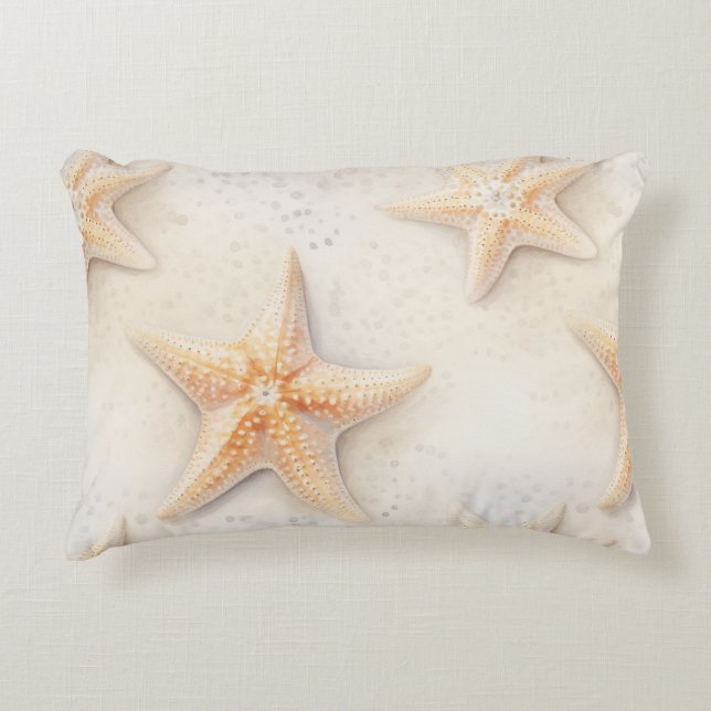 Ocean Cream Peach Beach Starfish Accent Kussen (Voorkant)