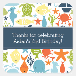 Ocean Creatures, Onder het Zee Vierkante Sticker