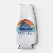 Ocean Cruise Ship Sunset Custom Blue Marketing Flesjeskoeler (Voorkant)