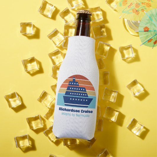 Ocean Cruise Ship Sunset Custom Blue Marketing Flesjeskoeler (Insitu Zomer)