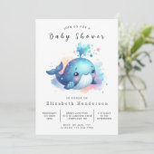 Ocean Custom Whale Baby shower Kaart (Staand voorkant)