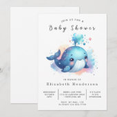 Ocean Custom Whale Baby shower Kaart (Voorkant / Achterkant)