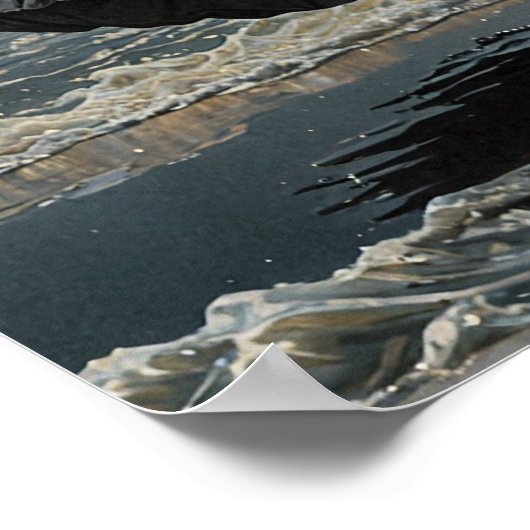 Ocean Dance Under the Moon Vrouw in zwarte jurk Poster (Hoek)