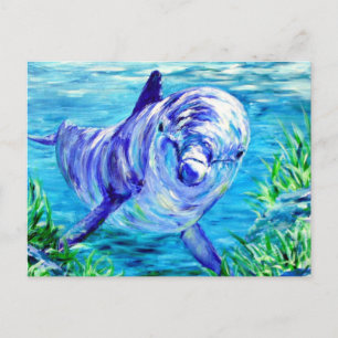 Ocean Dolphins Painting Dolphin Onderwater Afbeeld Briefkaart