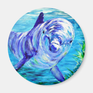 Ocean Dolphins Painting Dolphin Onderwater Afbeeld Magneet