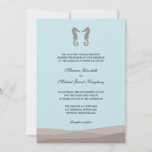 Ocean Double Seahorse Wedding Invitations Kaart