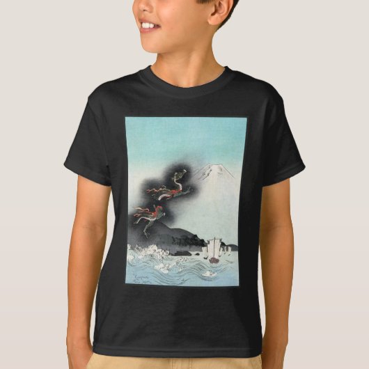 Ocean Dragon Rising to Mt. Fuji HOKUSAI Ukiyo-e T-shirt (Voorkant)