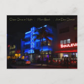 Ocean Drive Miami Beach Art Deco District at Night Briefkaart (Voorkant)