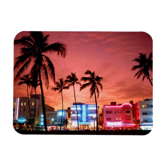 Ocean Drive Miami Beach Skyline Magnet (Horizontal)