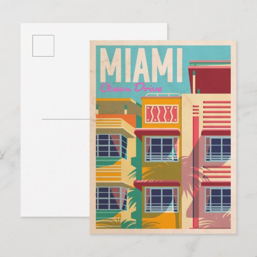  Ocean Drive Miami Briefkaart (Voorkant / Achterkant)