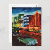Ocean Drive Miami met Mint Cadillac Briefkaart (Voorkant / Achterkant)