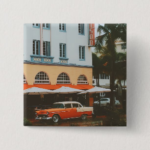 Ocean Drive, South Beach, Miami Vierkante Button 5,1 Cm