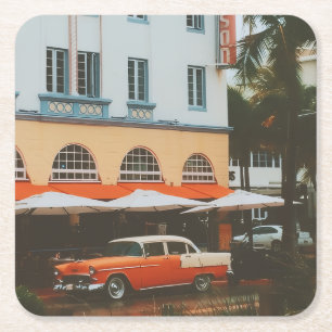 Ocean Drive, South Beach, Miami Vierkante Kartonnen Onderzetter