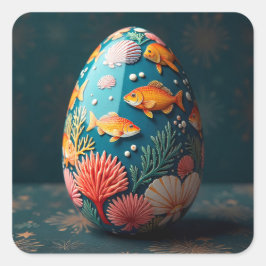 Ocean Easter Egg Vierkante Sticker