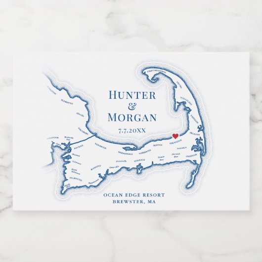 Ocean Edge Brewster bruiloft mini-fles Sparkling Wijnetiket (Enkel label)