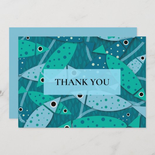 Ocean Fish Pattern Flat Bedankt voor je creditcard (Voorkant / Achterkant)