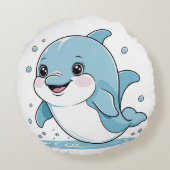 Ocean Friends Cute Sea Creatures Dolphin Rond Kussen (Achterkant)