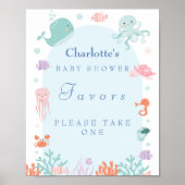 Ocean Friends Pastel Baby shower voorkeursbord Poster (Voorkant)