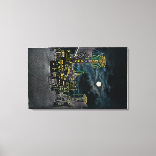 Ocean Front in Night, Ocean Park Canvas Afdruk (Voorkant)