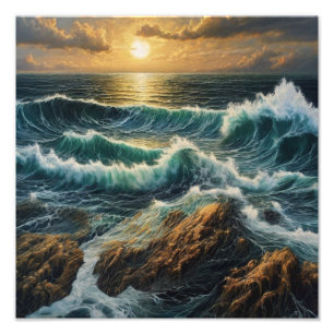 Ocean Fury: Dramatische zeegezichten schilderen Foto Afdruk
