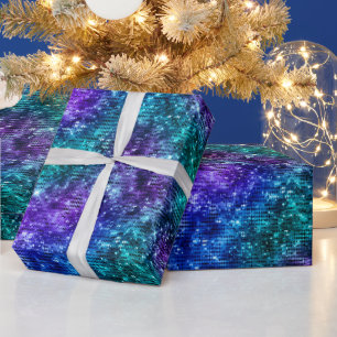 Ocean Glamor Paars en Blauwgroen Glitter Cadeaupapier
