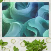Ocean Glow Abstract Gradient Waves Pattern Theedoek (Gevouwen)